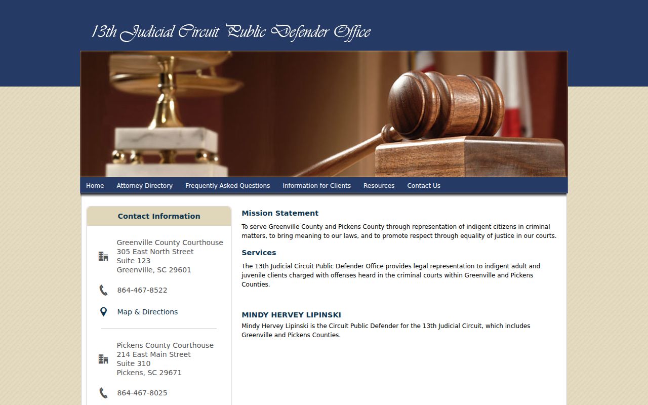 Greenville County criminal court case Public Defender office