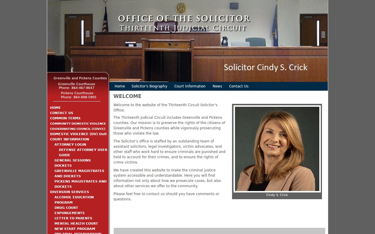 Greenville County criminal court cases and Thirteenth Circuit Solicitor
