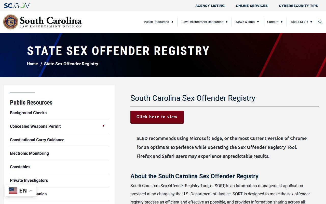 Greenville County sex offender registry guidance from SLED